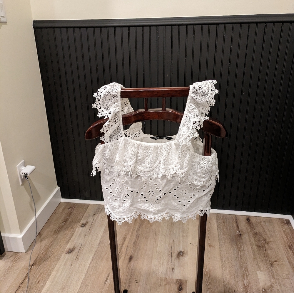 Zara White Lace Crop Top